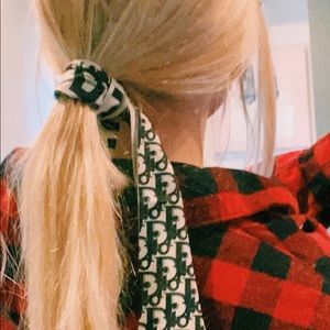 Christian Dior Silk Oblique Mitzah Scarf Blue